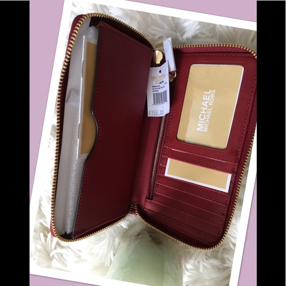 MICHEAL KORS WRISTLET MARRON LEATHER WALLET - Picture 3 of 6